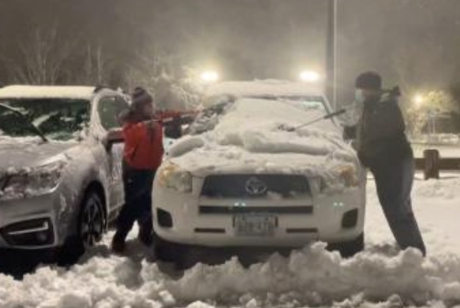 Clearing Off Snow for Hospital Workers